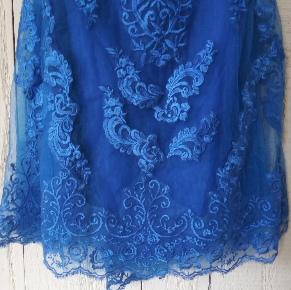Royal Blue Lace Mermaid Dress - Picture 9 of 9